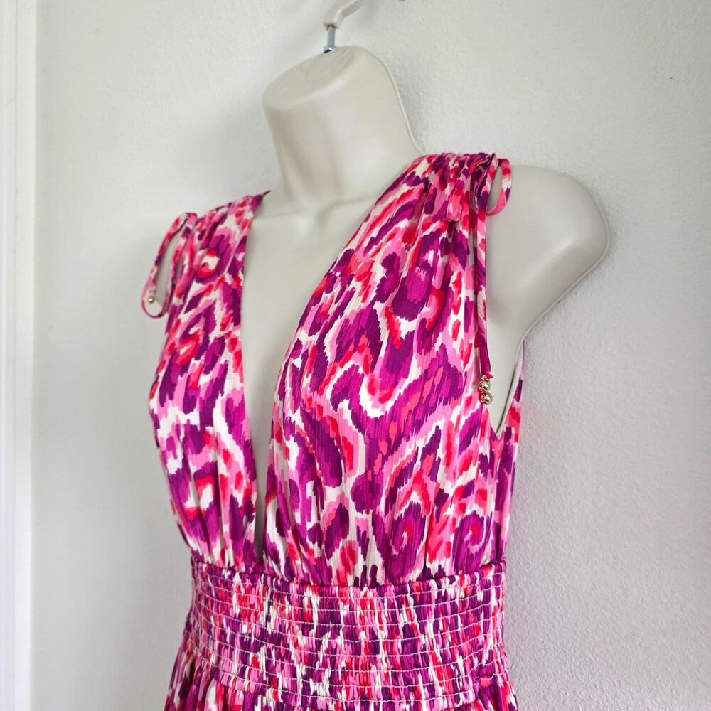 Elliatt Asymmetrical Frill Maxi Dress Gown Pink Size S Sleeveless Resort Wedding - Picture 4 of 13